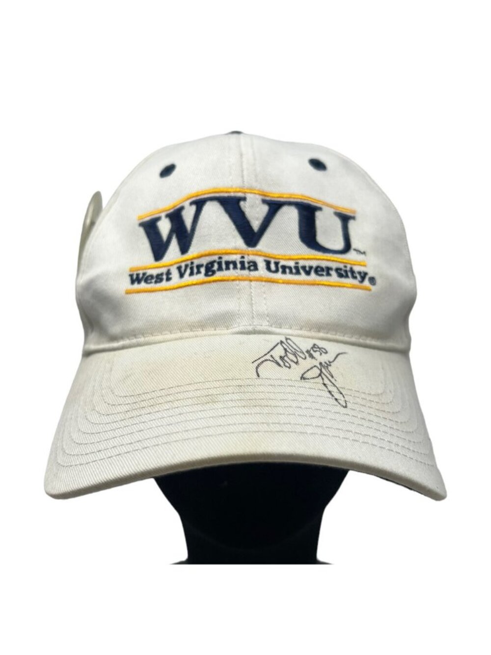 WVU West Virginia Mountaineers Split Bar Hat Cap Vintage Todd James Autographed